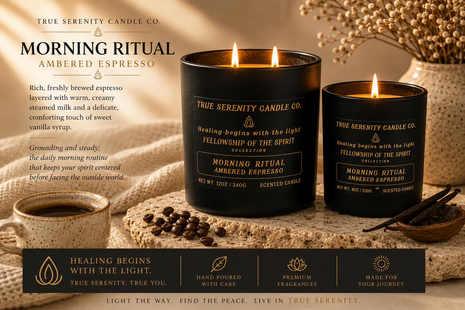 Morning Ritual Ambered Espresso candles with coffee and vanilla